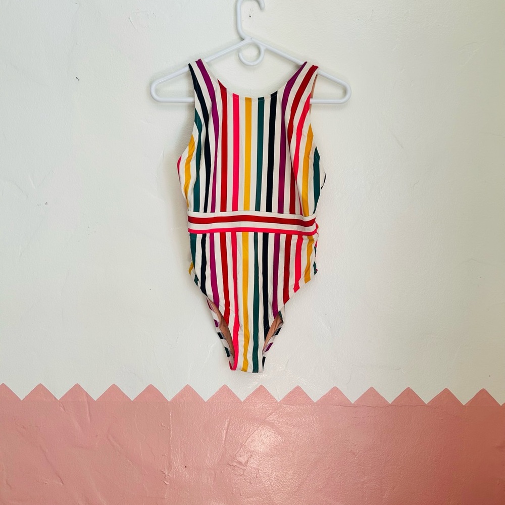 J Crew Striped One-Piece Swimsuit Size 8